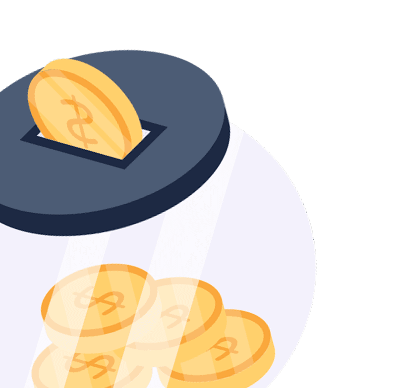 Target savings illustration with coins and piggy bank